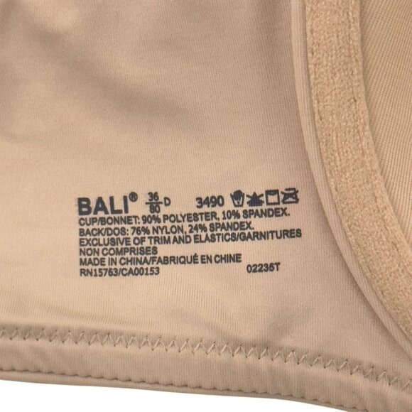Bali Women One Smooth U Ultra Light Underwire Bra 3490 Size 36D Beige - Picture 4 of 11
